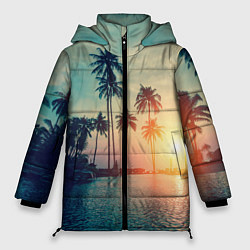 Куртка зимняя женская Пальмы, цвет: 3D-светло-серый