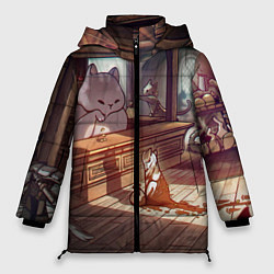 Куртка зимняя женская Кошачий город, цвет: 3D-светло-серый