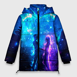 Куртка зимняя женская Внеземная пара луна ночь, цвет: 3D-черный