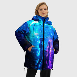 Куртка зимняя женская Внеземная пара луна ночь, цвет: 3D-черный — фото 2