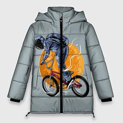 Куртка зимняя женская Космический велосипедист Z, цвет: 3D-красный