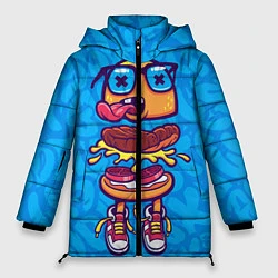 Куртка зимняя женская Бутерброд монстрик граффити, цвет: 3D-красный