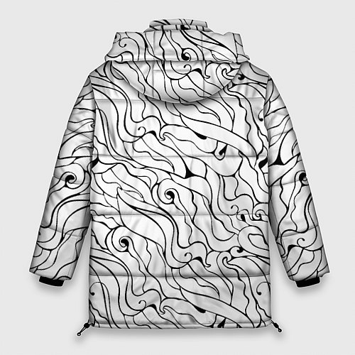 Женская зимняя куртка Черно-белые узоры / 3D-Светло-серый – фото 2
