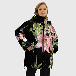 Куртка зимняя женская Букет лилий, цвет: 3D-черный — фото 2