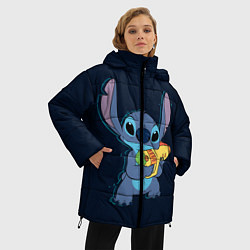 Куртка зимняя женская Стич с водяным пистолетом, цвет: 3D-черный — фото 2
