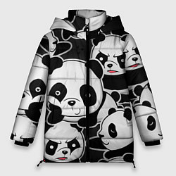Куртка зимняя женская Смешные панды, цвет: 3D-черный