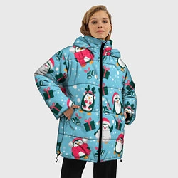 Куртка зимняя женская Новогодние Пингвины, цвет: 3D-черный — фото 2