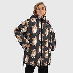 Куртка зимняя женская Корги малыши, цвет: 3D-черный — фото 2