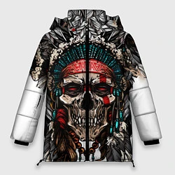 Куртка зимняя женская Череп индейца, цвет: 3D-светло-серый