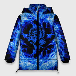 Куртка зимняя женская Лев в синем пламени, цвет: 3D-красный