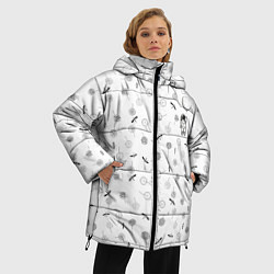 Куртка зимняя женская Астронавт и одуванчики, цвет: 3D-черный — фото 2