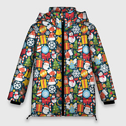 Куртка зимняя женская Новый Год, цвет: 3D-черный