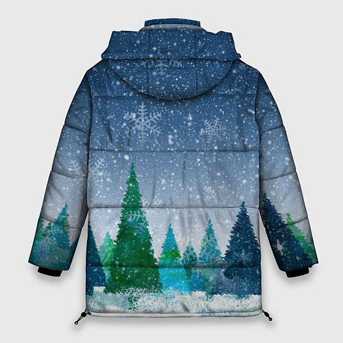 Женская зимняя куртка Снежинки в лесу / 3D-Светло-серый – фото 2