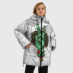 Куртка зимняя женская Zombie peace hand, цвет: 3D-черный — фото 2