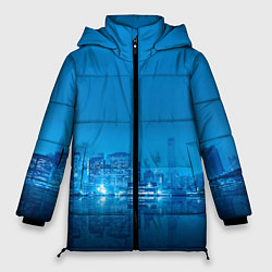 Куртка зимняя женская Вид на ночной мегаполис, цвет: 3D-черный