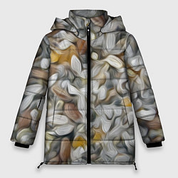 Куртка зимняя женская Желто-серый каменный узор, цвет: 3D-черный