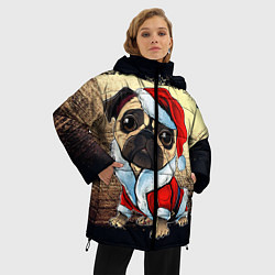 Куртка зимняя женская Новогодний мопсян, цвет: 3D-черный — фото 2