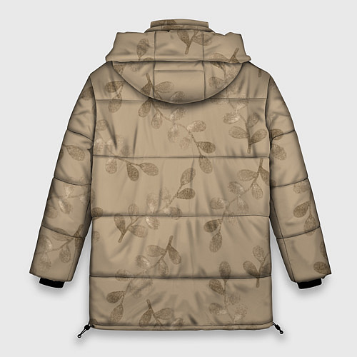 Женская зимняя куртка Листья на бежевом фоне / 3D-Светло-серый – фото 2