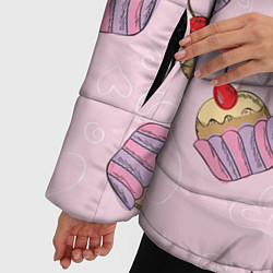 Куртка зимняя женская Капкейки на розовом, цвет: 3D-черный — фото 2