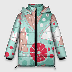 Куртка зимняя женская Арбузно-цитрусовый узор, цвет: 3D-светло-серый