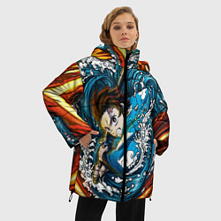 Куртка зимняя женская Танджиро Камадо Клинок демонов, цвет: 3D-черный — фото 2