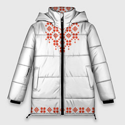 Куртка зимняя женская Белорусская вышиванка, цвет: 3D-черный