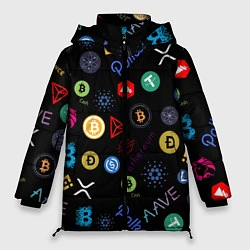 Куртка зимняя женская BITCOIN PATTERN БИТКОИН Z, цвет: 3D-черный