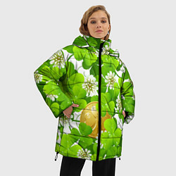 Куртка зимняя женская Ирландский Клевер и Монетка, цвет: 3D-черный — фото 2