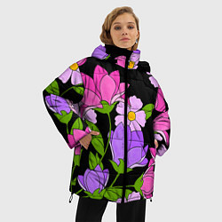 Куртка зимняя женская Ночные цветы, цвет: 3D-красный — фото 2