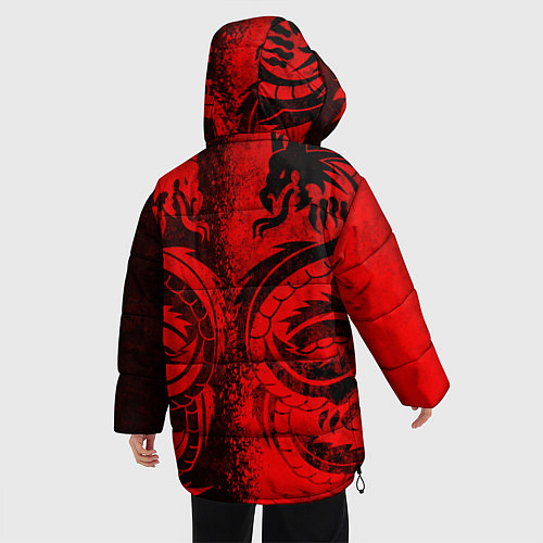 Женская зимняя куртка BLACK RED DRAGONS TATOO / 3D-Красный – фото 4
