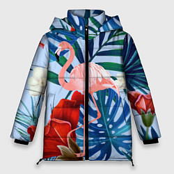 Куртка зимняя женская Фламинго в папоротнике, цвет: 3D-светло-серый