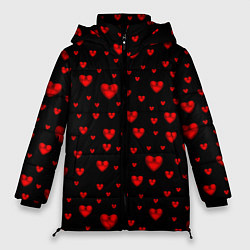 Куртка зимняя женская Красные сердца, цвет: 3D-черный