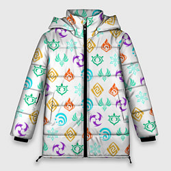 Куртка зимняя женская GENSHIN IMPACT ЭМБЛЕМЫ, цвет: 3D-светло-серый