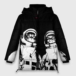Куртка зимняя женская Коты Космонавты, цвет: 3D-черный