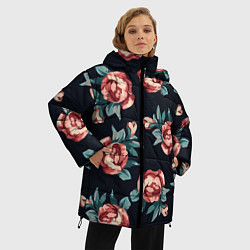 Куртка зимняя женская Розы, цвет: 3D-черный — фото 2