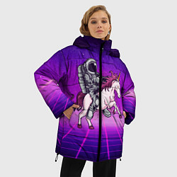 Куртка зимняя женская Космонавт на единороге, цвет: 3D-черный — фото 2