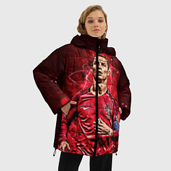Куртка зимняя женская Cristiano Ronaldo Portugal, цвет: 3D-красный — фото 2
