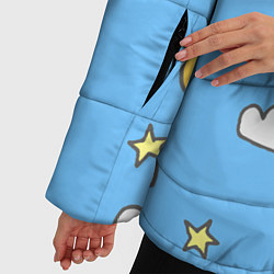 Куртка зимняя женская Облака, луна и звезды на небе, цвет: 3D-черный — фото 2