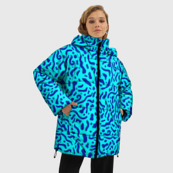 Куртка зимняя женская Неоновые синие узоры, цвет: 3D-светло-серый — фото 2