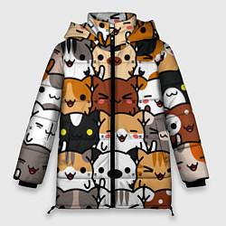Куртка зимняя женская Коты и котики, цвет: 3D-красный