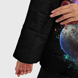 Куртка зимняя женская Космический котик и планеты, цвет: 3D-черный — фото 2