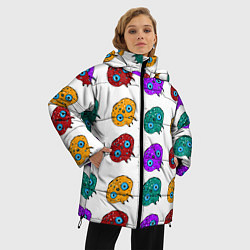 Куртка зимняя женская Нашествие инопланетян-ктулху, цвет: 3D-красный — фото 2