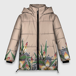 Куртка зимняя женская Лилии и сирень, цвет: 3D-светло-серый