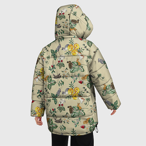 Женская зимняя куртка Зайчики с Цветочками / 3D-Красный – фото 4