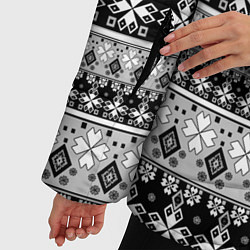 Куртка зимняя женская Черно-белый орнамент, цвет: 3D-светло-серый — фото 2