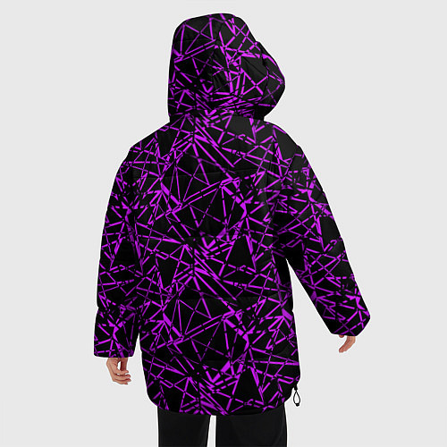 Женская зимняя куртка Фиолетово-черный абстрактный узор / 3D-Красный – фото 4