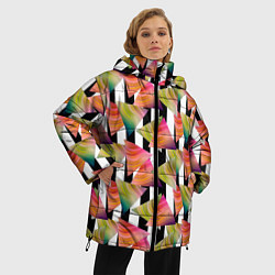 Куртка зимняя женская Абстрактный полосатый узор, цвет: 3D-черный — фото 2
