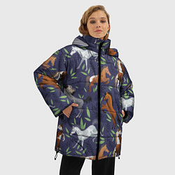 Куртка зимняя женская Лошадки узор, цвет: 3D-черный — фото 2