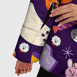 Куртка зимняя женская HALLOWEEN BTS BT21 PATTERN БТ21 БТС ХЕЛЛОУИН, цвет: 3D-черный — фото 2