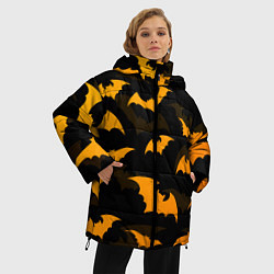 Куртка зимняя женская ЛЕТУЧИЕ МЫШИ НОЧЬ ХЕЛЛОУИН HALLOWEEN NIGHT BATS, цвет: 3D-черный — фото 2